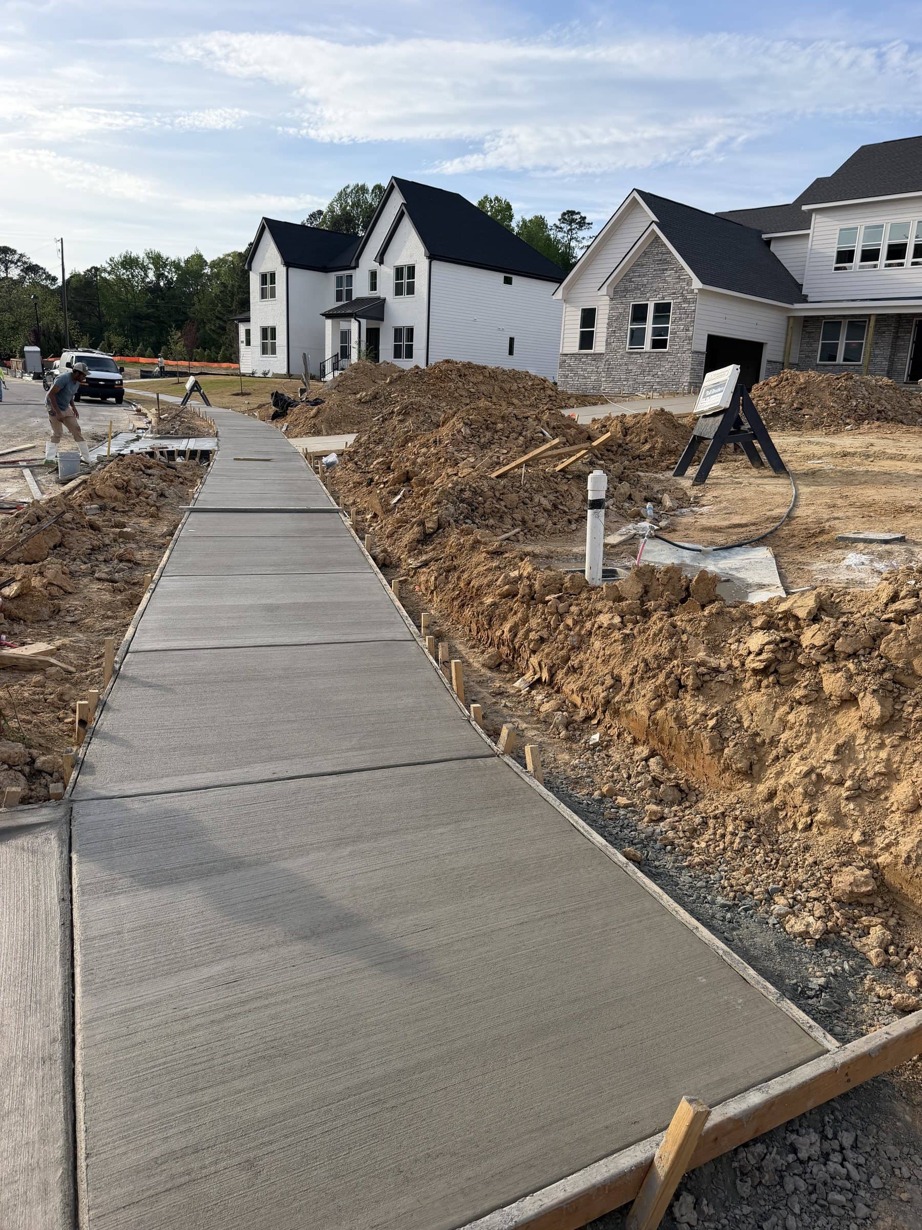 New sidewalk running through a subdivision near Apex, NC
